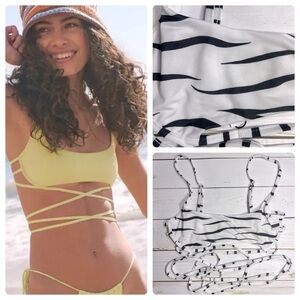 Monica Hansen | Wild Stripes Money Maker Bikini Top Zebra Print | S